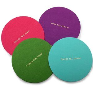 Kate Spade Round Cocktail Coasters Set of 24 Pink Purple Pink Green Blue Party